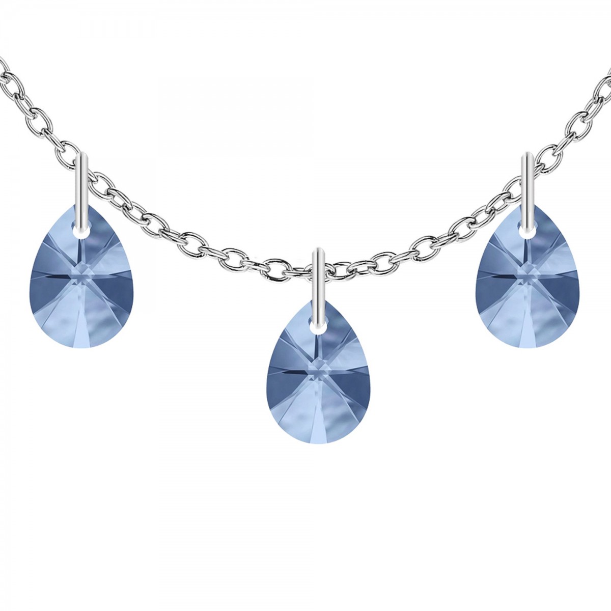 so charm Collier maille forçat et cristaux scintillants par SoCharm en Acier Rhodié argenté