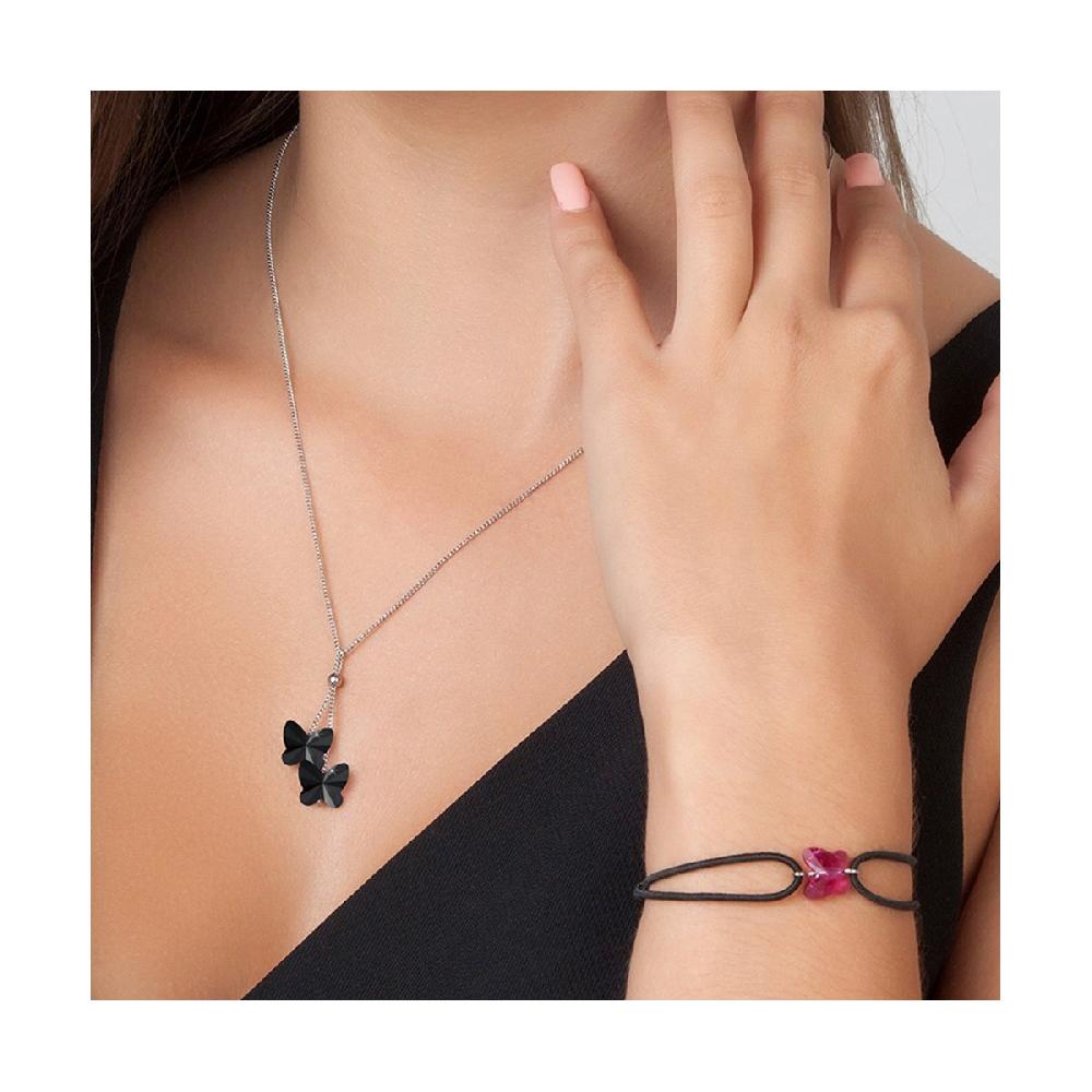 So Charm Collier Mode Papillons Noirs SoCharm Orné De Cristaux Scintillants