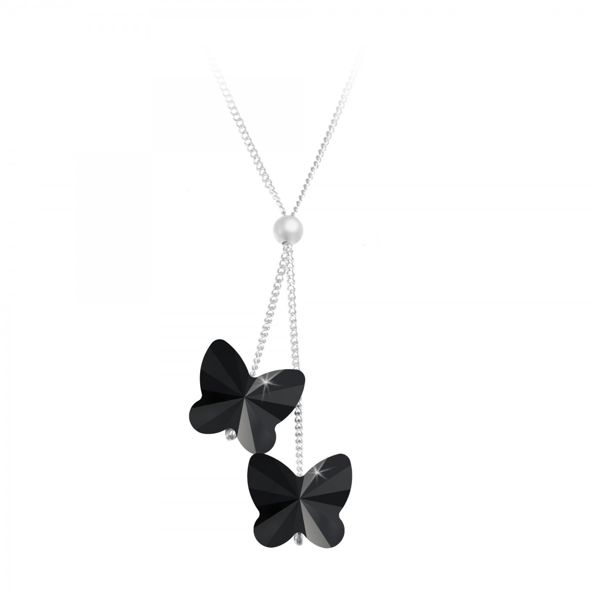 so charm Collier mode papillons noirs SoCharm orné de Cristaux scintillants