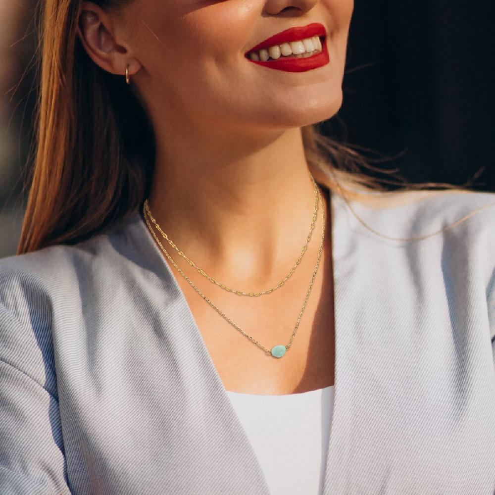 So Charm Collier Multi Rangs Par SoCharm Orné D'une Amazonite