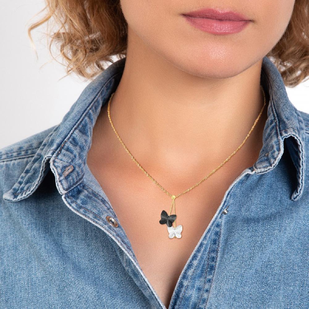 So Charm Collier Papillons Orné De Cristaux Scintillants Par SoCharm