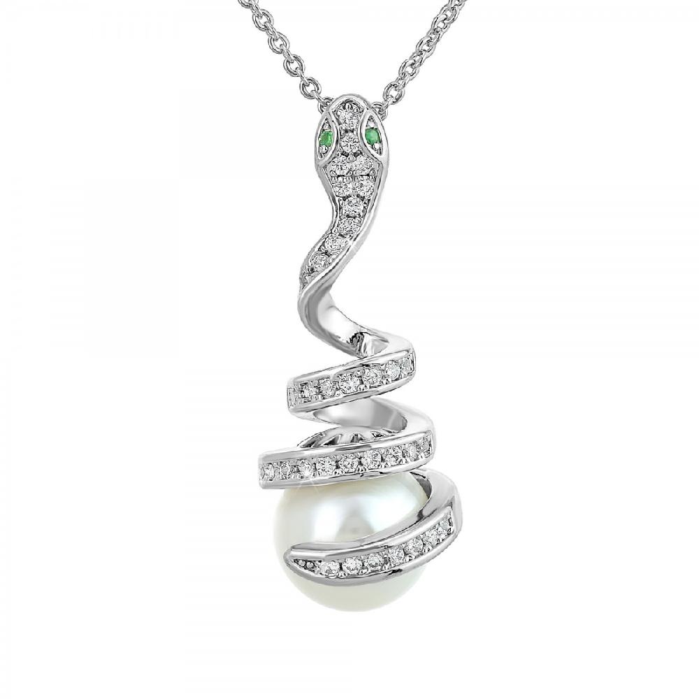 so charm Collier serpent SoCharm orné de zirconium et décoré d'une perle