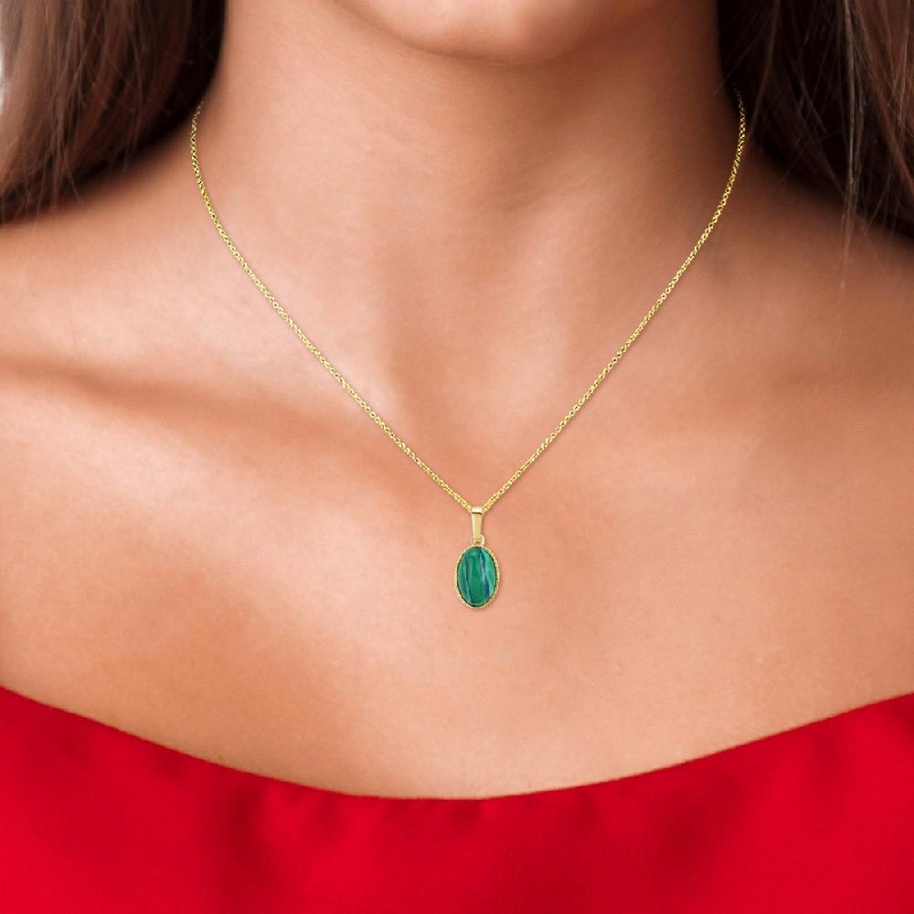 So Charm Collier SoCharm Orné D'une Malachite En Métal Rhodié Finement Doré
