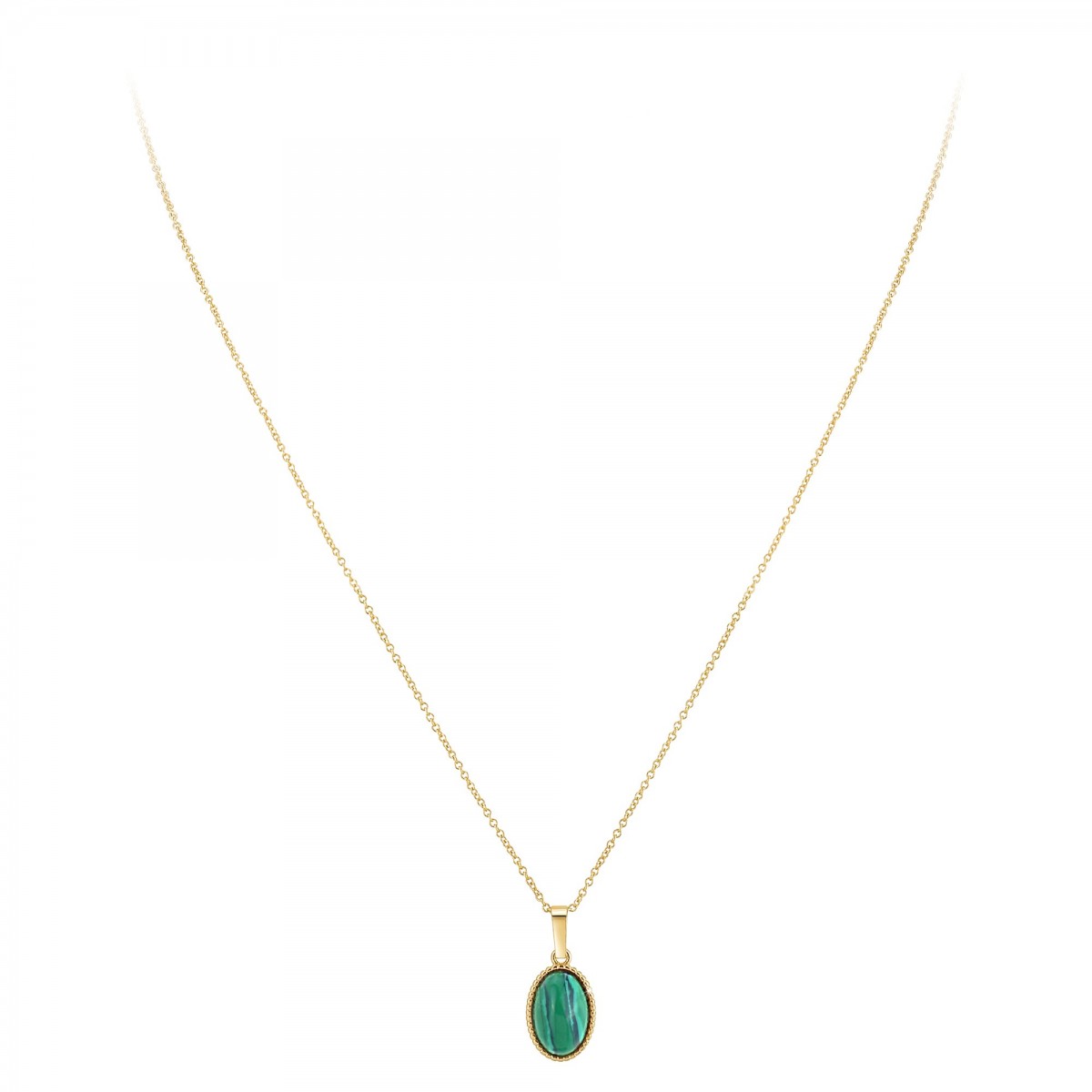 So Charm Collier SoCharm Orné D'une Malachite En Métal Rhodié Finement Doré