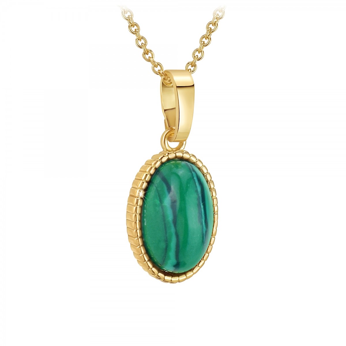 So Charm Collier SoCharm Orné D'une Malachite En Métal Rhodié Finement Doré