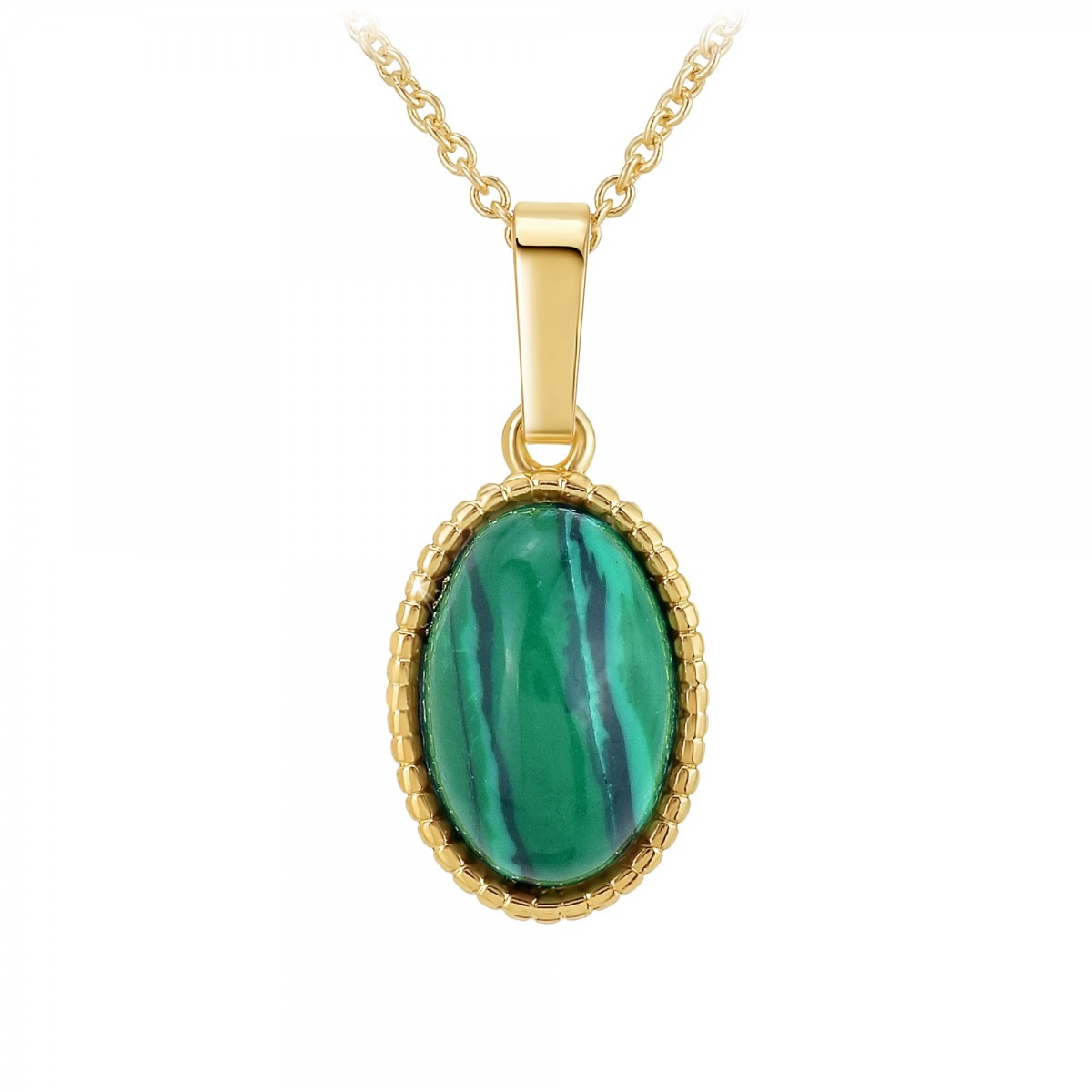 so charm Collier SoCharm orné d'une malachite en Métal rhodié Finement doré