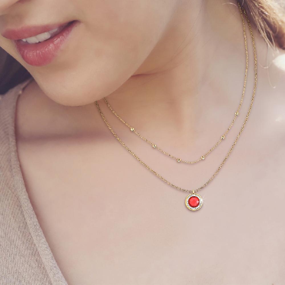 So Charm Lot De 2 Colliers SoCharm En Acier Finement Doré Orné De Cristaux Scintillants