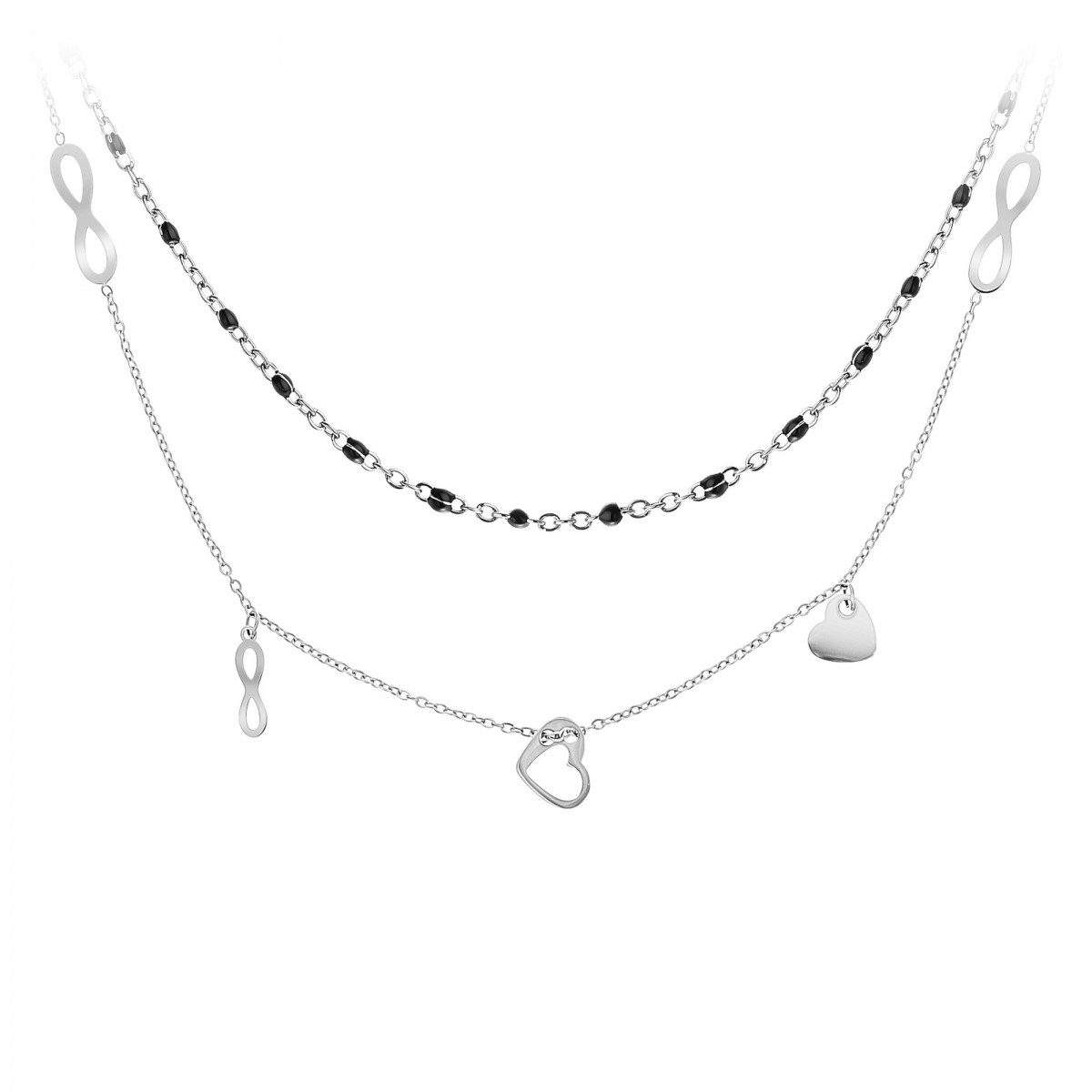 so charm Lot de 2 colliers SoCharm en Acier Rhodié argenté