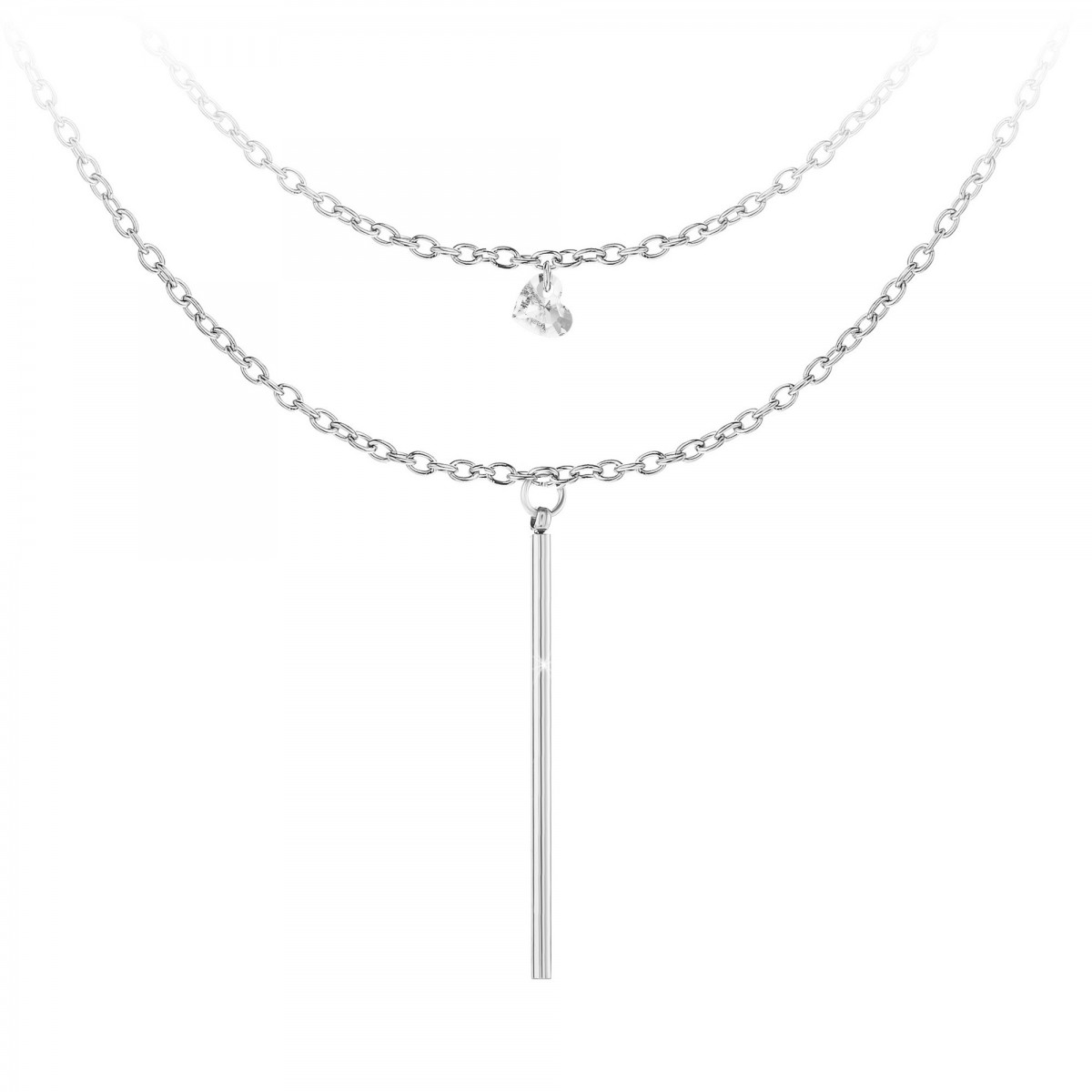 so charm Lot de 2 colliers SoCharm en Acier Rhodié argenté orné de cristaux scintillants