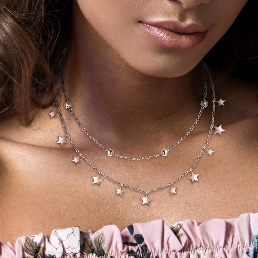 So Charm Lot De 2 Colliers SoCharm En Acier Rhodié Argenté