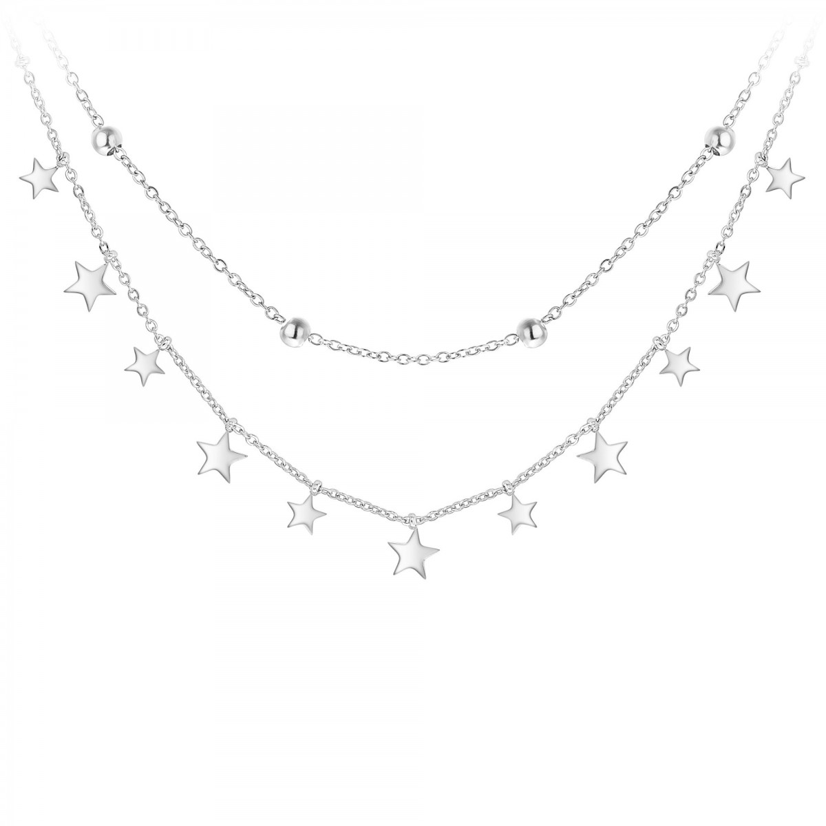 so charm Lot de 2 colliers SoCharm en Acier Rhodié argenté