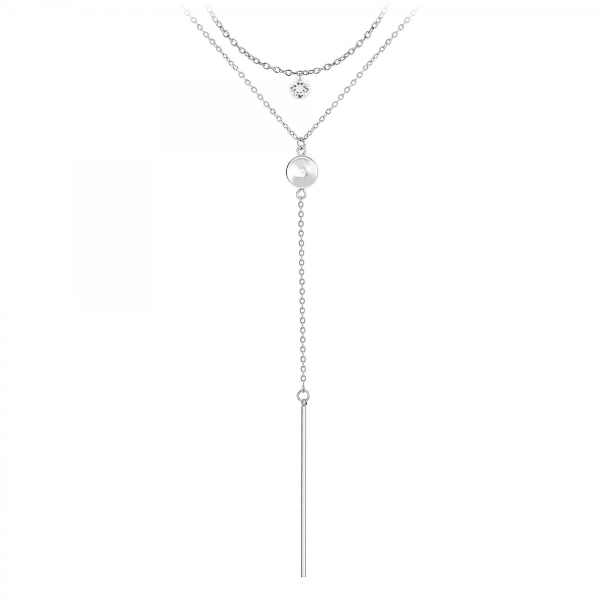 so charm Lot de 2 colliers SoCharm en Acier Rhodié argenté orné de cristaux scintillants