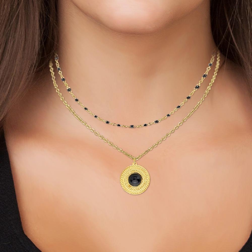 So Charm Lot De 2 Colliers SoCharm Orné D'une Obsidienne