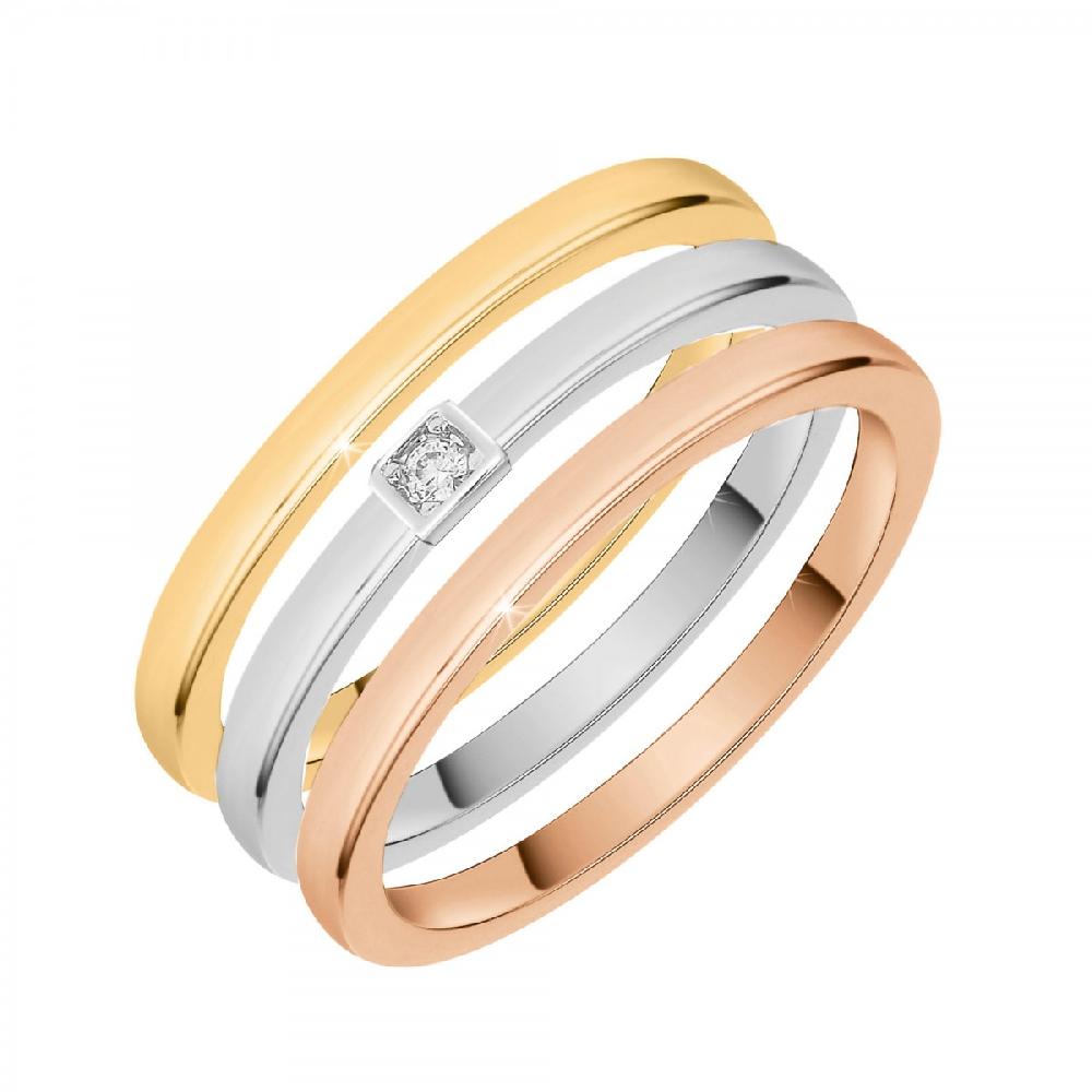 so charm Lot de 3 bagues taille 54 SoCharm ornées d'un Zirconium