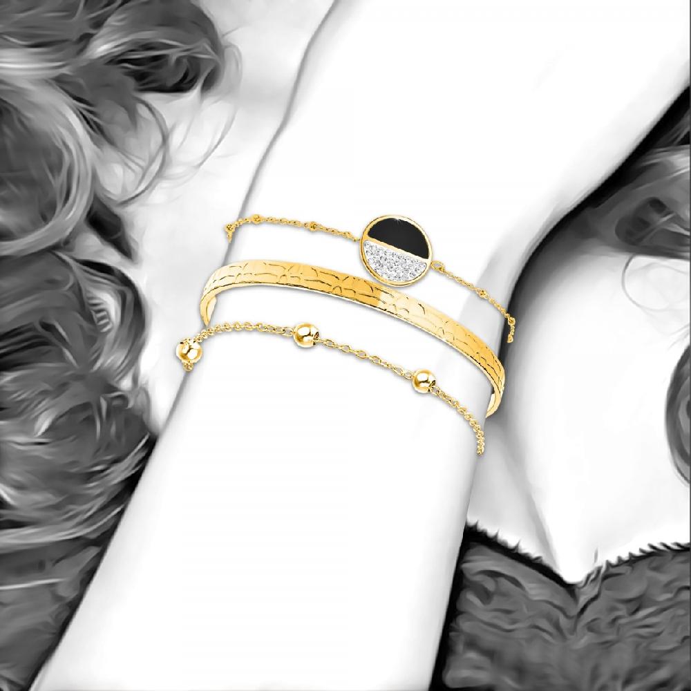 So Charm Lot De 3 Bracelets SoCharm En Acier Finement Doré Orné De Cristaux Scintillants