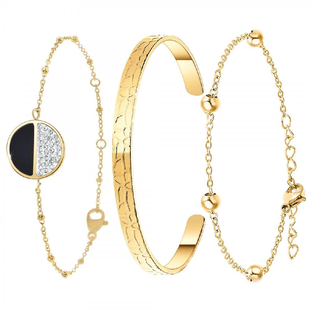 so charm Lot de 3 bracelets SoCharm en Acier Finement doré orné de cristaux scintillants