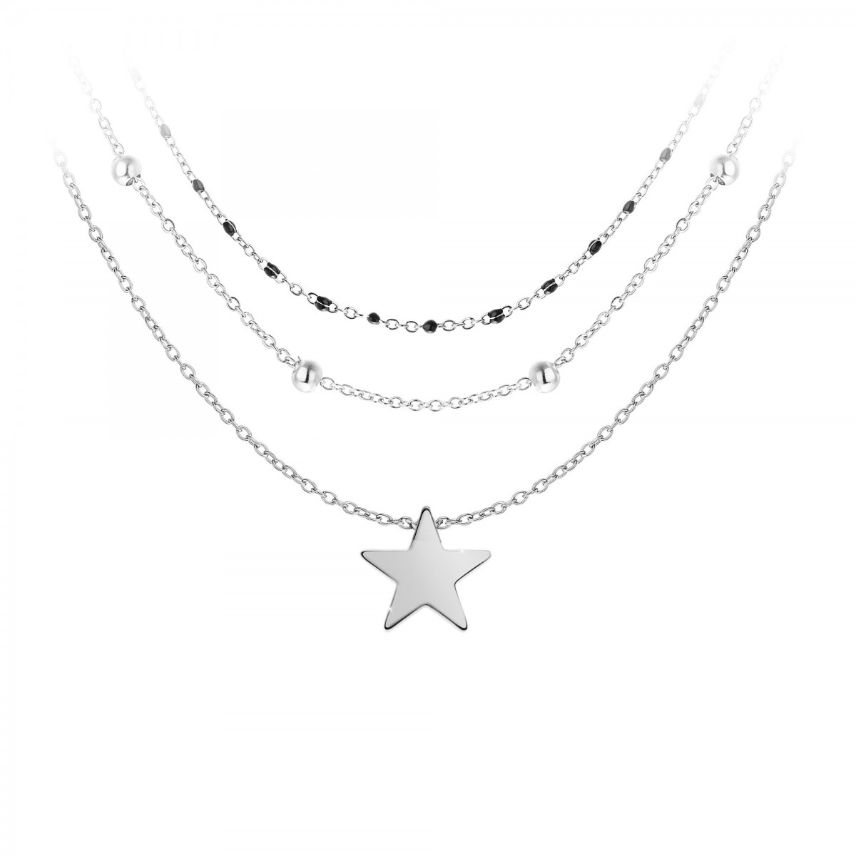 so charm Lot de 3 colliers SoCharm en Acier Rhodié argenté