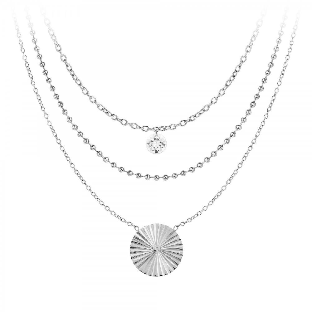 so charm Lot de 3 colliers SoCharm en Acier Rhodié argenté orné de cristaux scintillants