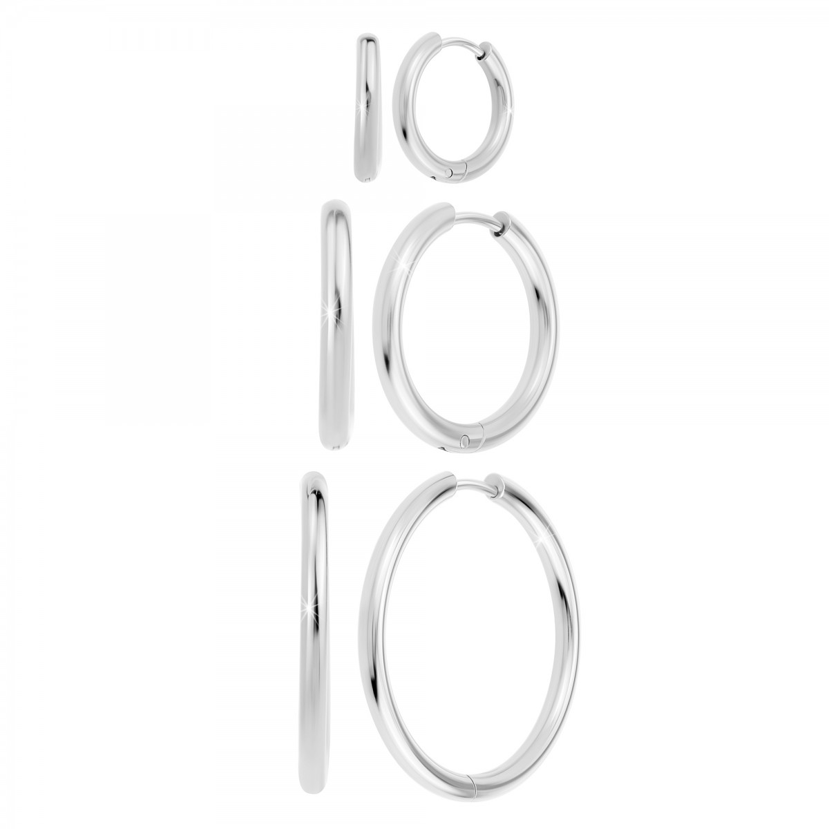 so charm Lot de 3 paires de boucles d'oreilles SoCharm en acier inoxydable