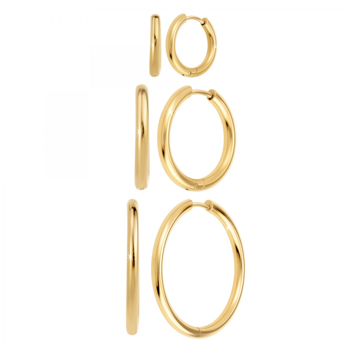 so charm Lot de 3 paires de boucles d'oreilles SoCharm en acier inoxydable