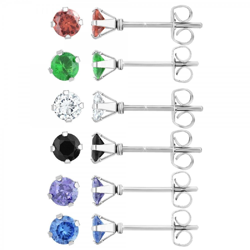 so charm Lot de 6 paires de boucles d'oreilles SoCharm ornées de Cristaux scintillants