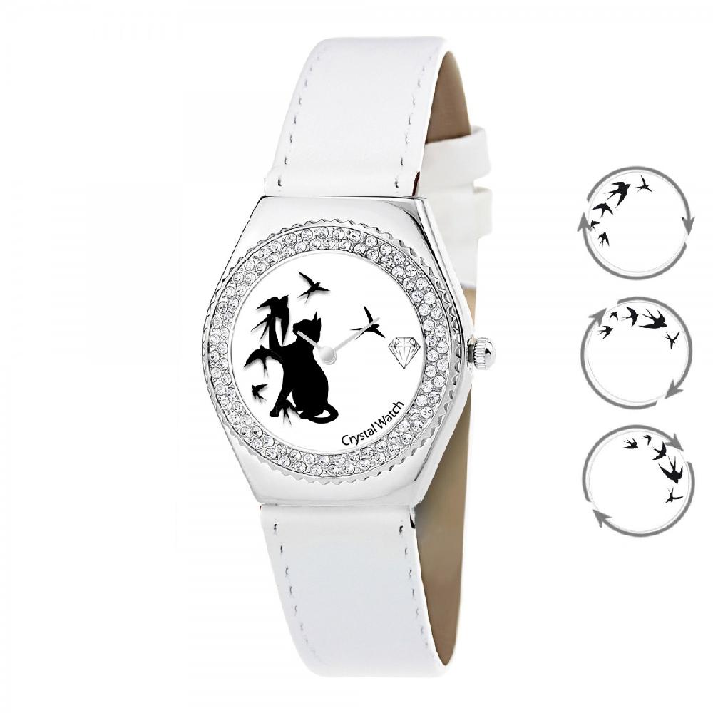 so charm Montre Alysson chat à mouvement tournant SoCharm ornée de Cristaux scintillants