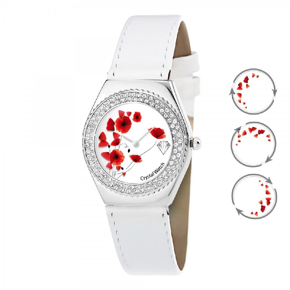 so charm Montre Alysson Coquelicot à mouvement tournant SoCharm ornée de Cristaux scintillants
