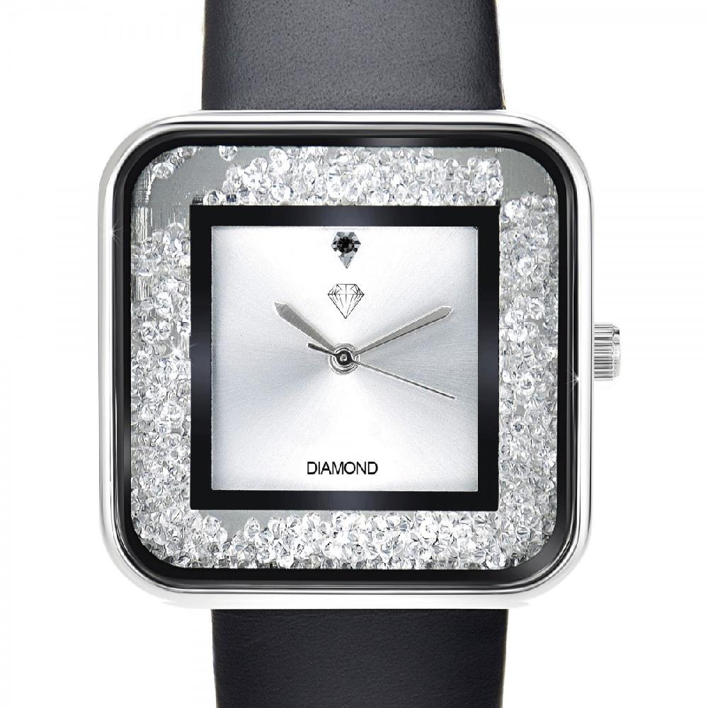 So Charm Montre élégante Leila SoCharm Ornée D'un Véritable Diamant Noir