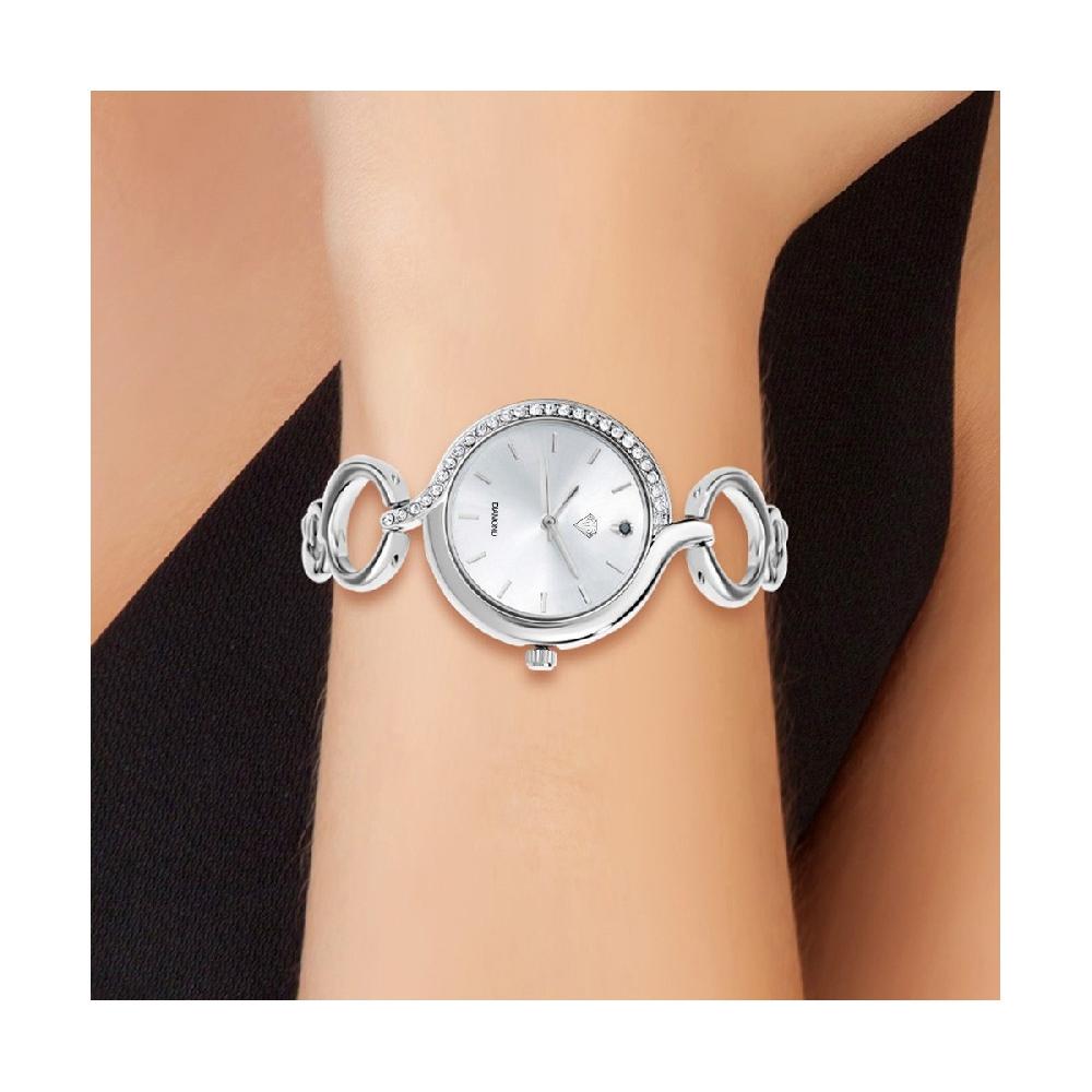 So Charm Montre Maeva Argentée SoCharm Ornée D'un Véritable Diamant Noir Et De Cristaux Scintillants