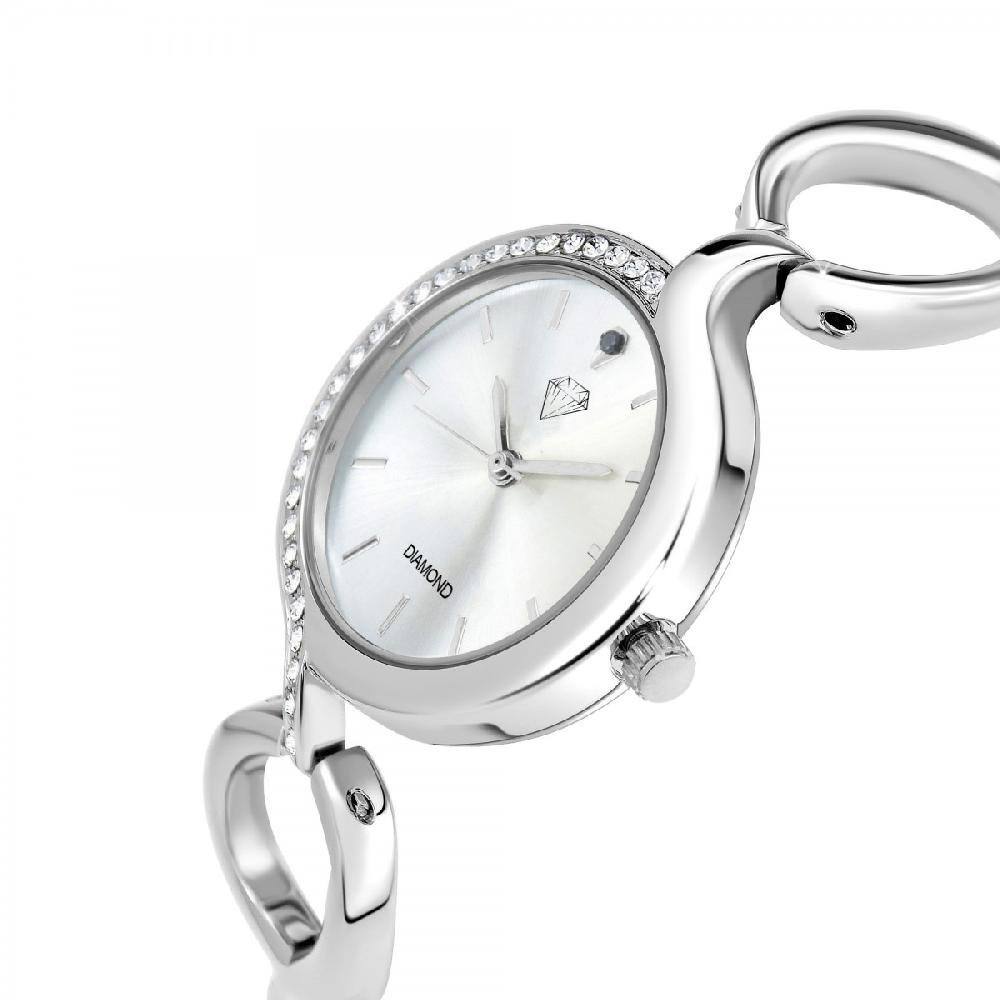 So Charm Montre Maeva Argentée SoCharm Ornée D'un Véritable Diamant Noir Et De Cristaux Scintillants