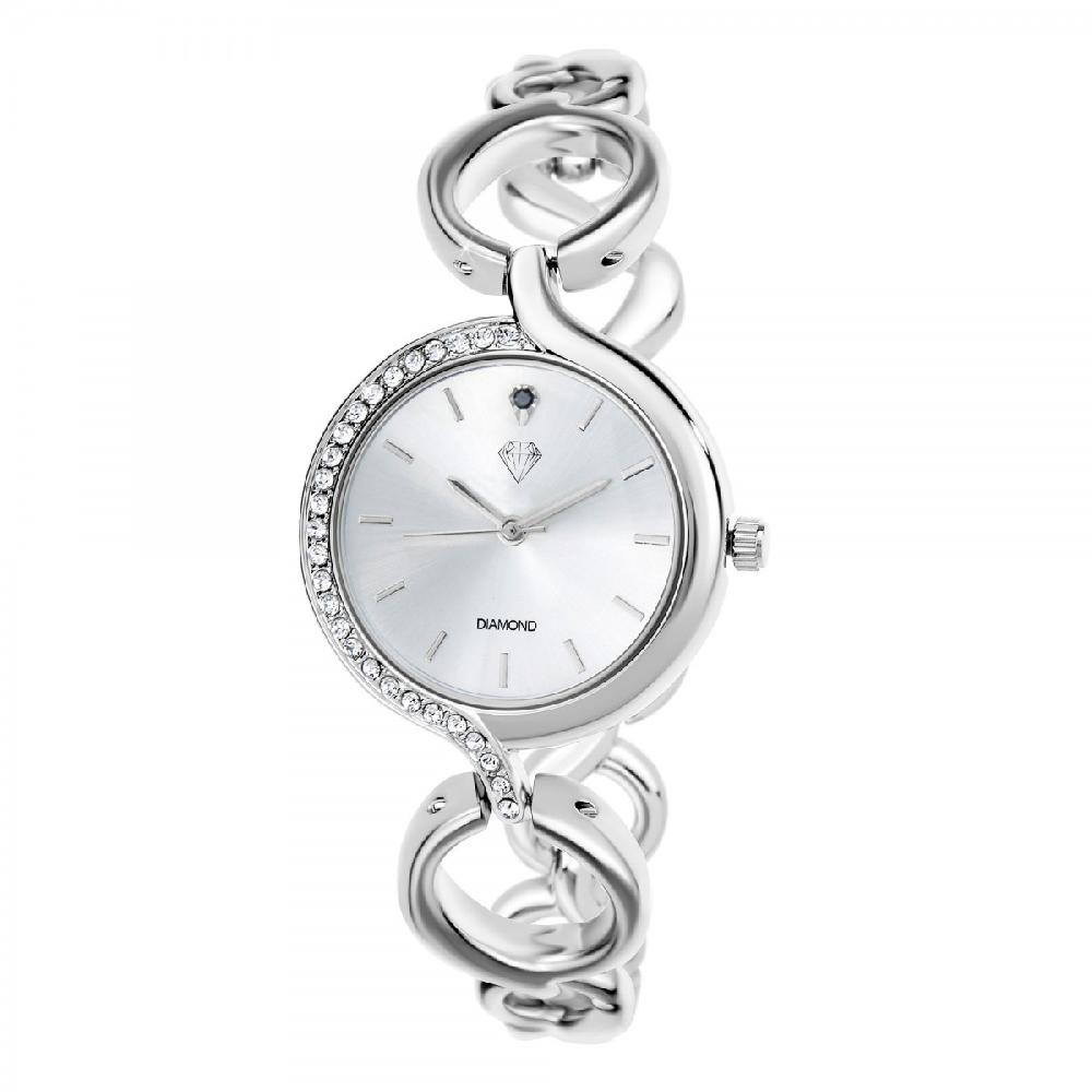 so charm Montre Maeva argentée SoCharm ornée d'un véritable diamant noir et de Cristaux scintillants
