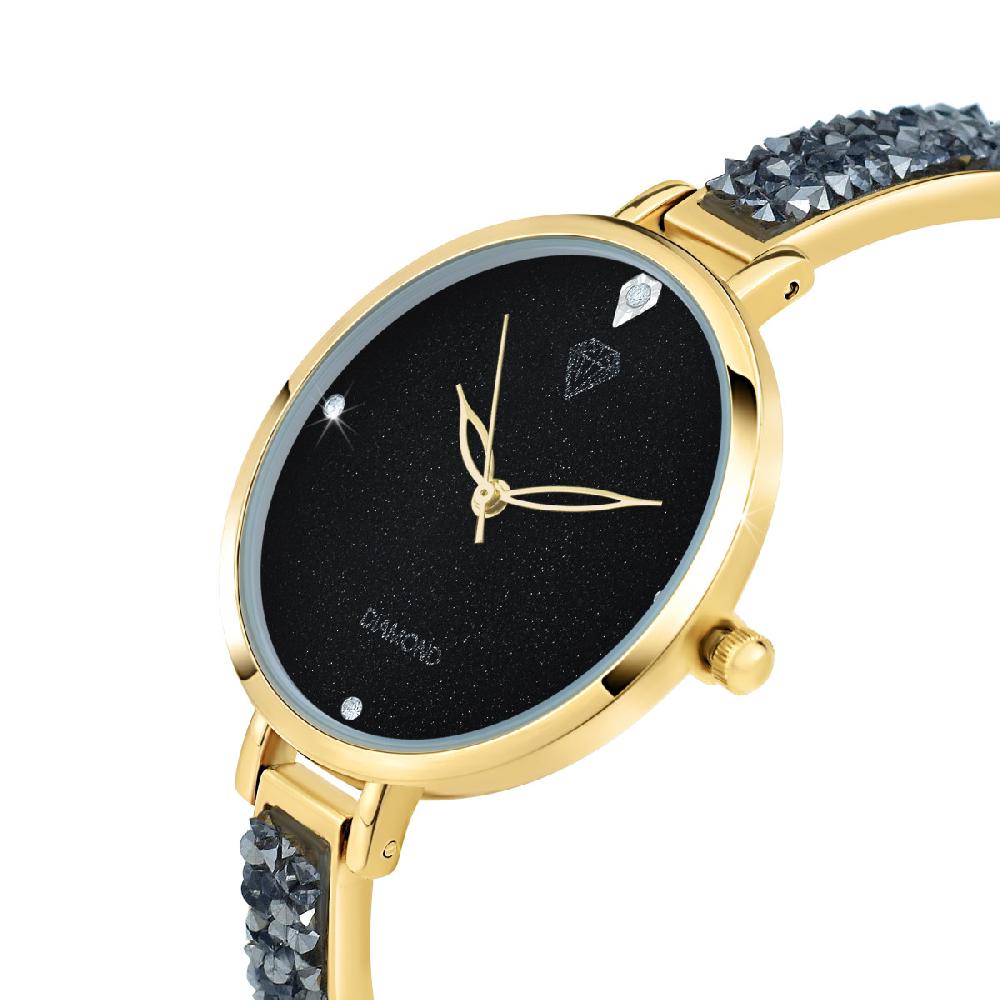 So Charm Montre Nola SoCharm Ornée De 3 Cristaux Scintillants Et D'un Veritable Diamant Noir