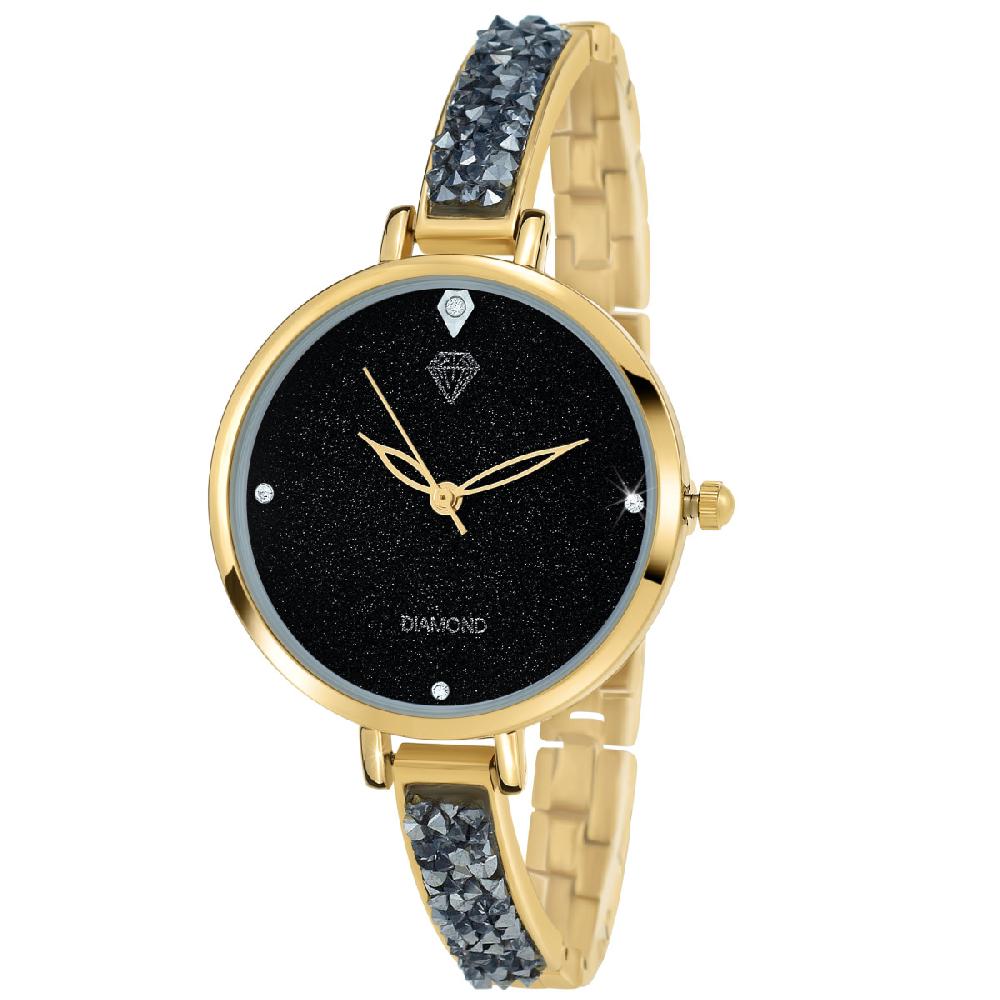 so charm Montre Nola SoCharm ornée de 3 Cristaux scintillants et d'un veritable diamant noir