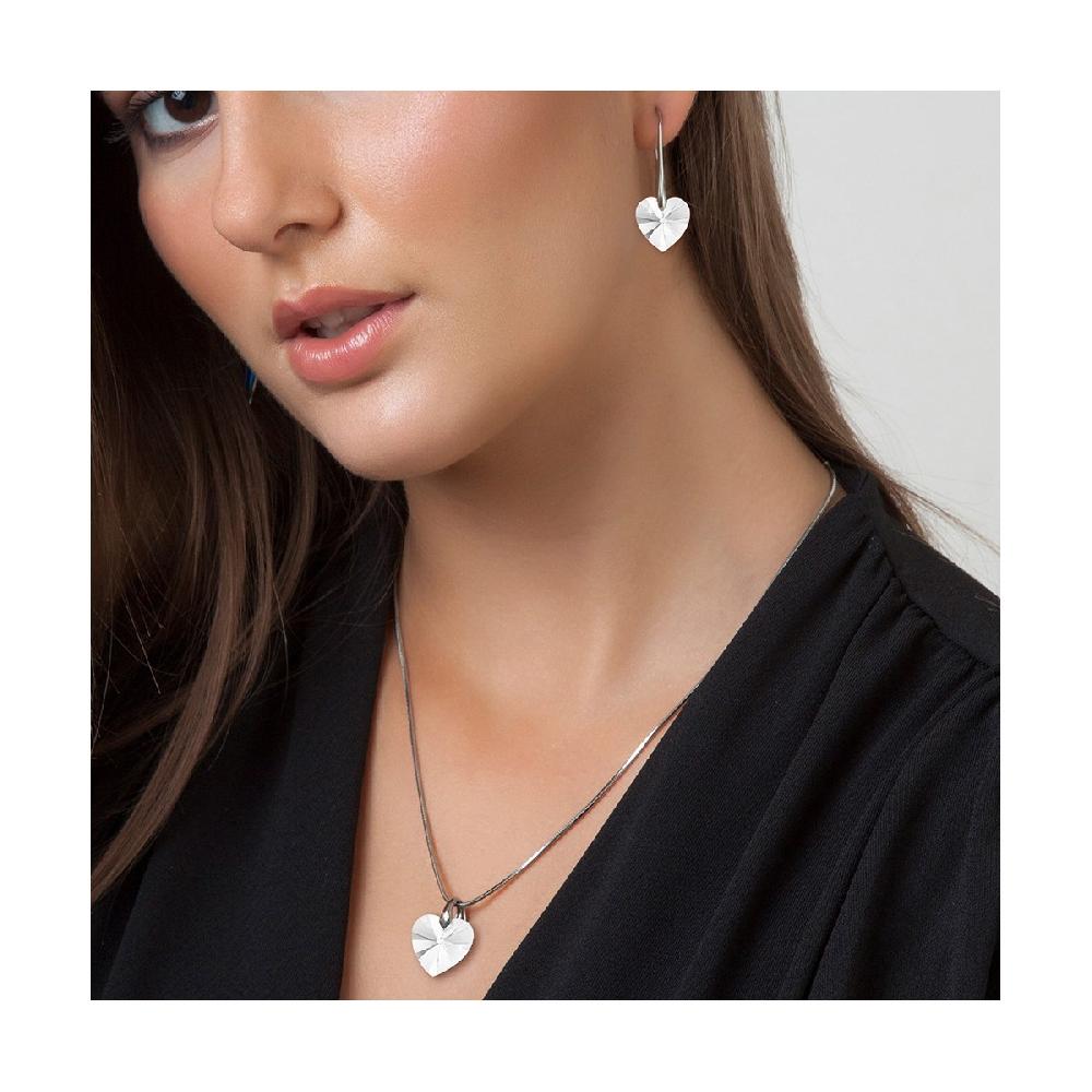 So Charm Parure Collier Et Boucles D'oreilles Coeurs SoCharm Orneés De Cristaux Scintillants
