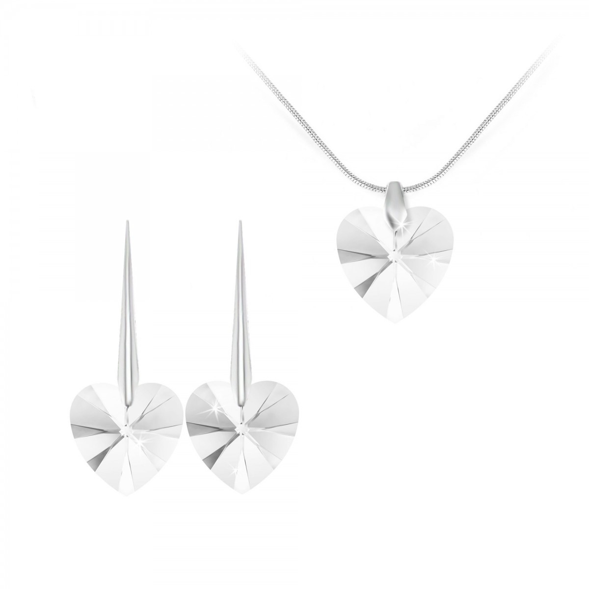 so charm Parure collier et boucles d'oreilles coeurs SoCharm orneés de Cristaux scintillants