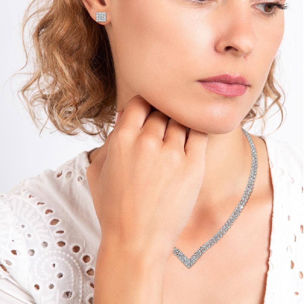 So Charm Parure Collier Et Boucles D'oreilles Par SoCharm Ornée De Cristaux Scintillants