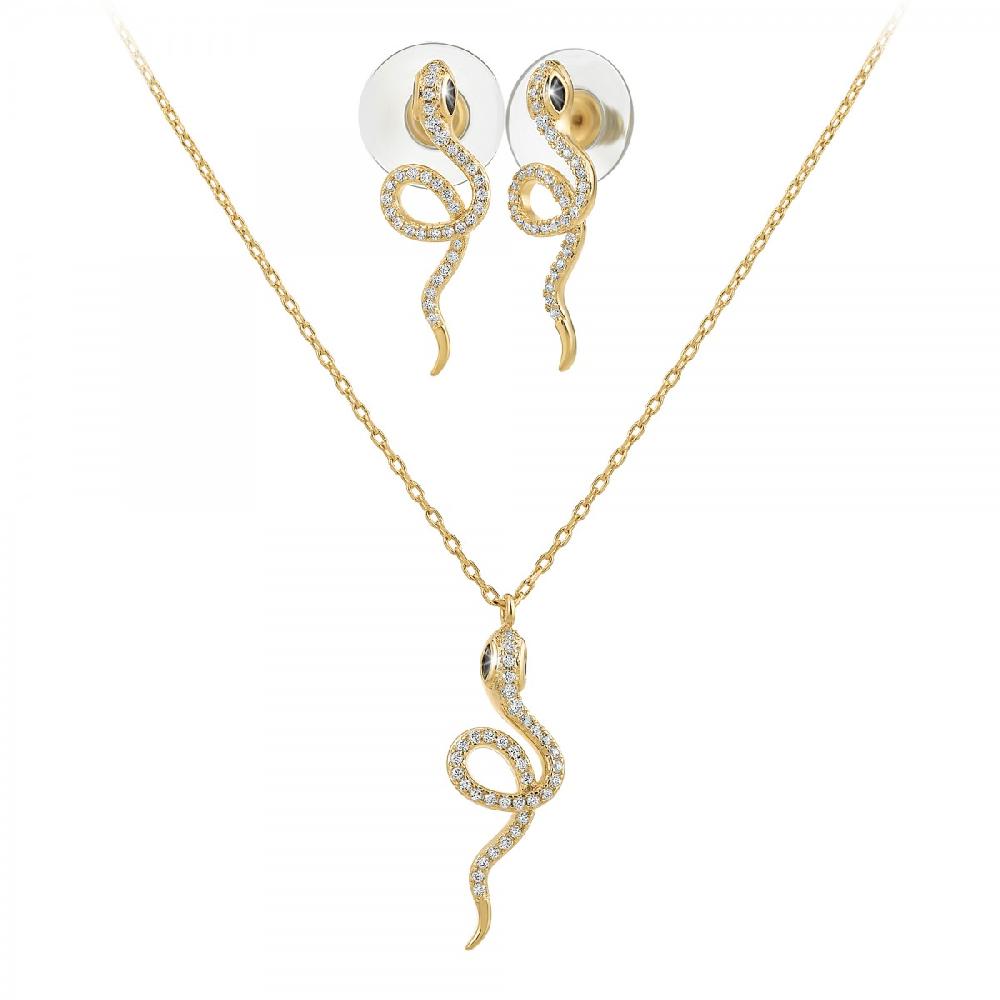 so charm Parure collier et boucles d'oreilles serpent par SoCharm ornée de Cristaux scintillants