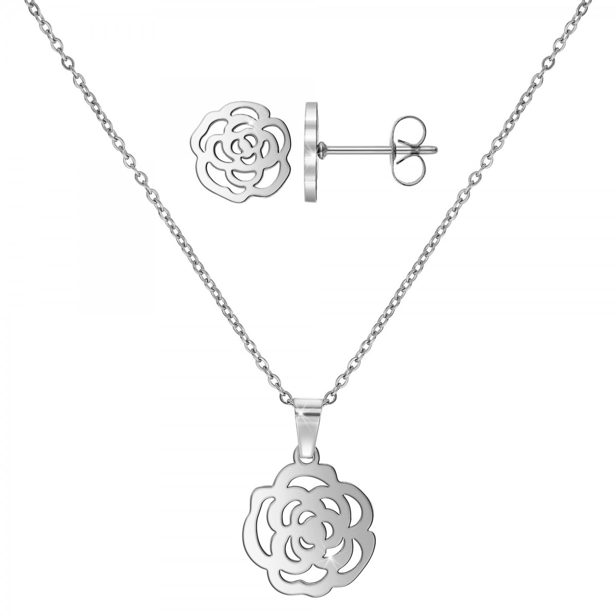 So Charm Parure Fleur En Acier Inoxydable Par SoCharm