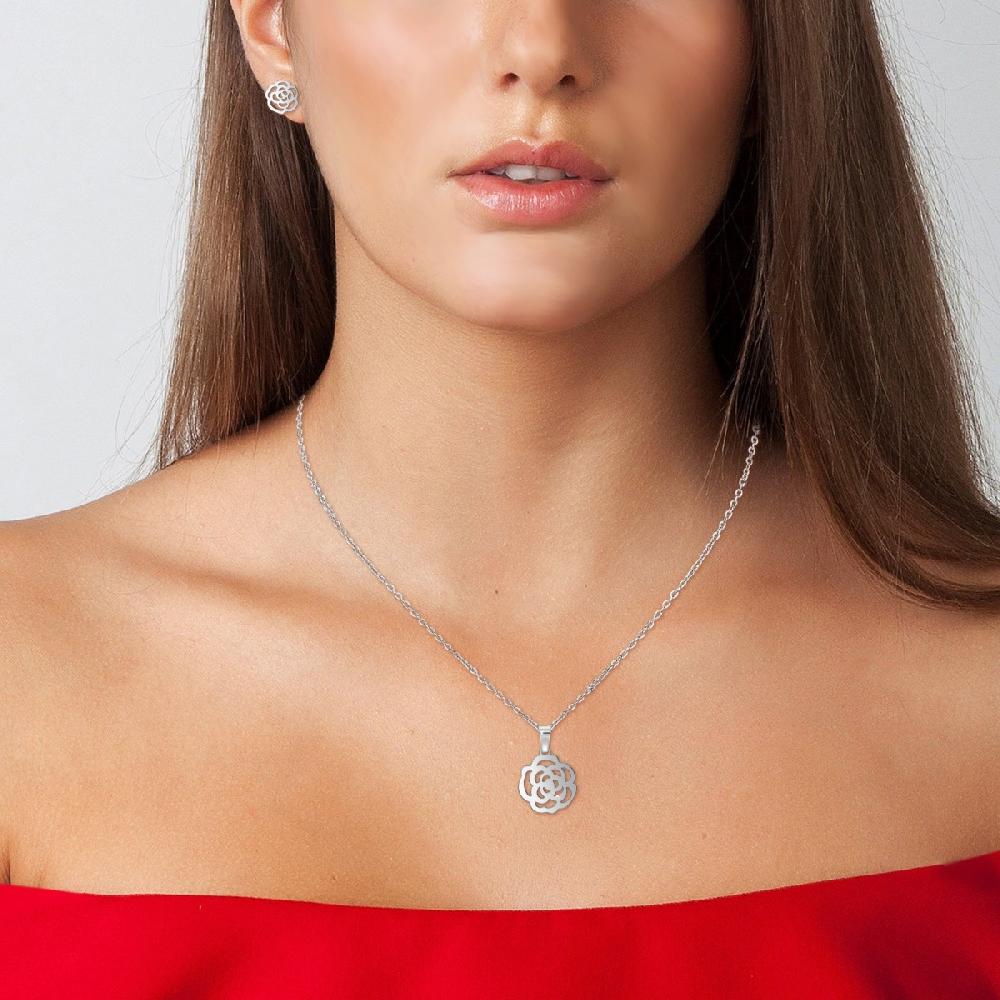 so charm Parure fleur en acier inoxydable par SoCharm