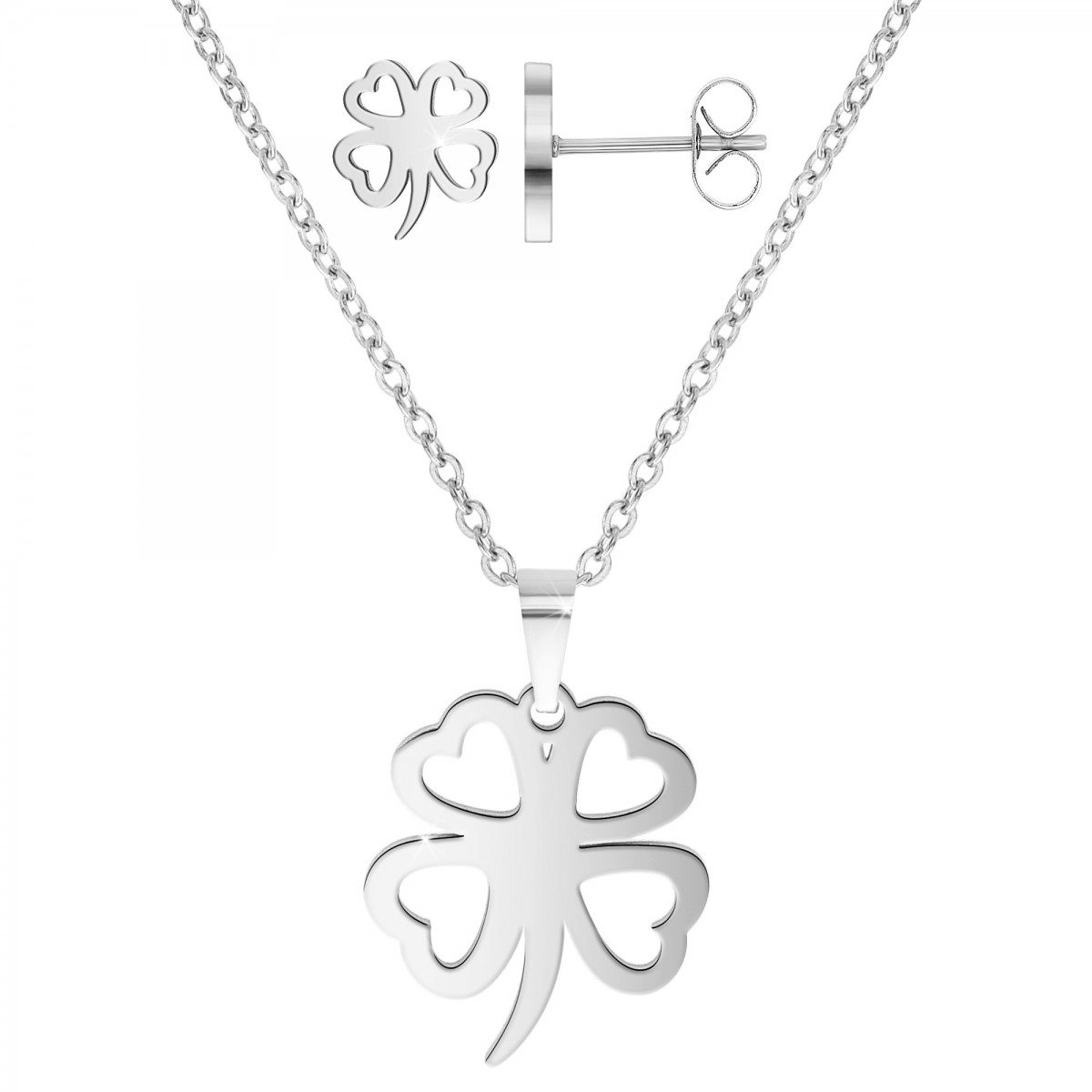 so charm Parure trèfle en acier inoxydable par SoCharm
