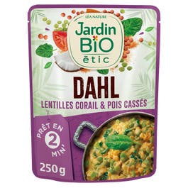 so'bio étic Dahl de lentilles corail et pois cassés bio Source de fibres et protéines
