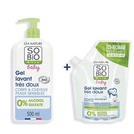 so'bio étic Duo Flacon et Ecopack Baby Gel lavant très doux
