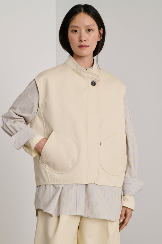 Soeur Blouson Adeline Blouson Sans Manches En Coton Double Satiné Blanc Cassé