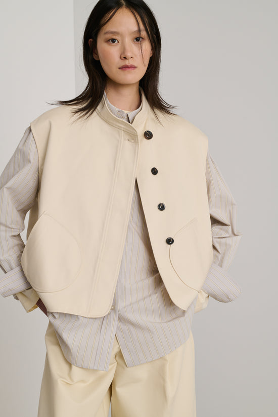 Soeur Blouson Adeline Blouson Sans Manches En Coton Double Satiné Blanc Cassé