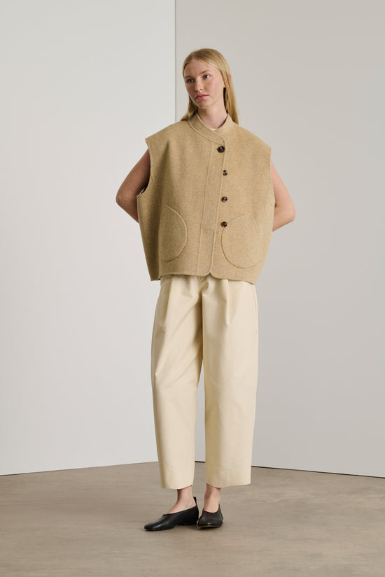 Soeur Blouson Adeline Veste Sans Manches En Laine Double Face Beige Chiné