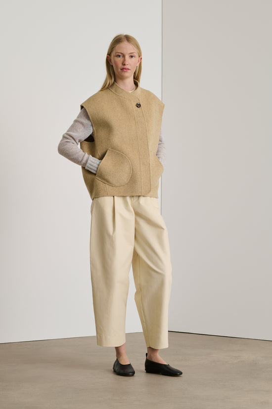 soeur blouson adeline Veste sans manches en laine double face beige chiné