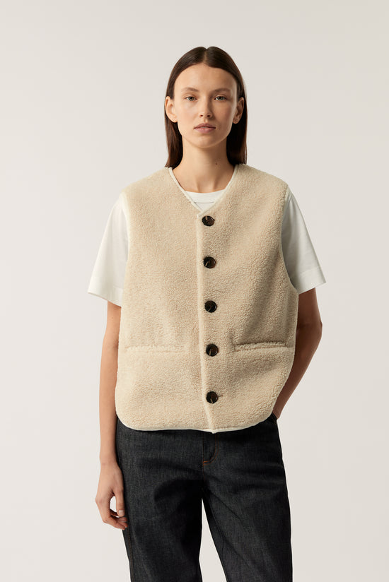 Soeur Blouson Fusil Gilet Sans Manches En Fausse Fourrure