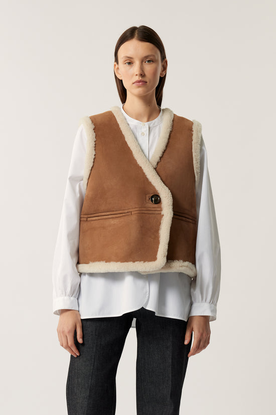 Soeur Blouson Pyrenees Gilet En Peau Lainée Sans Manches Naturelle