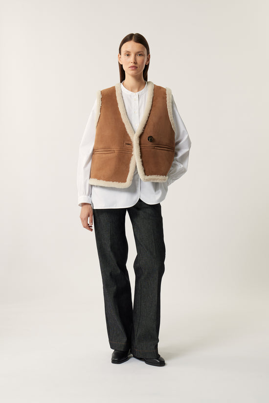 Soeur Blouson Pyrenees Gilet En Peau Lainée Sans Manches Naturelle
