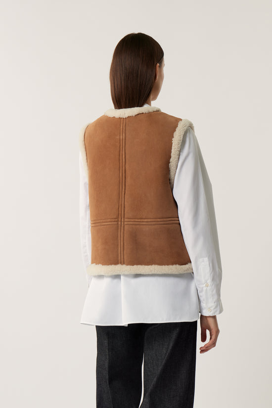 Soeur Blouson Pyrenees Gilet En Peau Lainée Sans Manches Naturelle